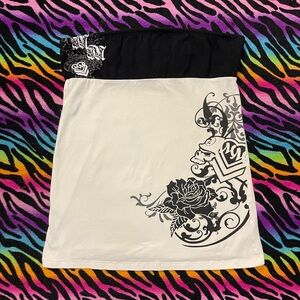 Y2k grunge goth rare 2000s Metal Mulisha Edgy Black and White Tube Top